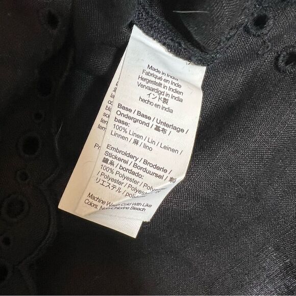 J.Crew Bungalow Embroidered Linen Long Sleeve Top Black - Picture 5 of 5